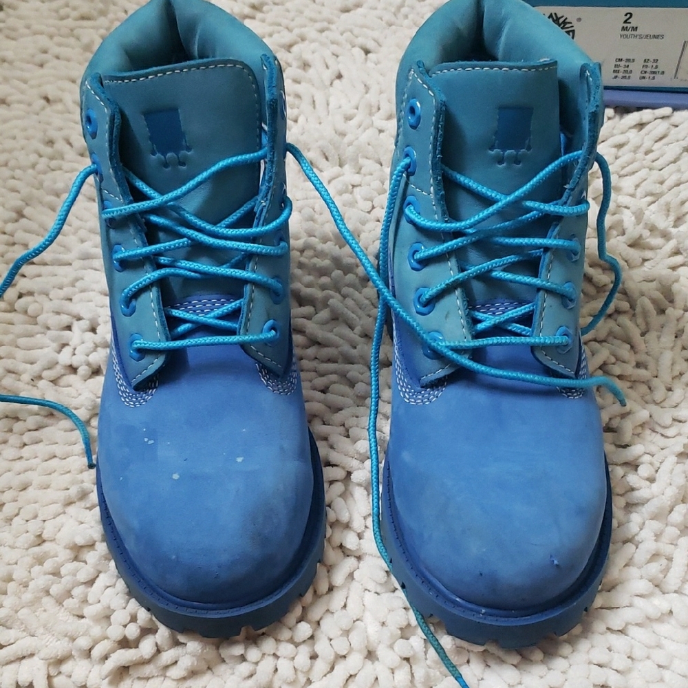 Timberland Kids Blue SpongeBob SquarePants Boots Sz 2 Unisex - Picture 3 of 16